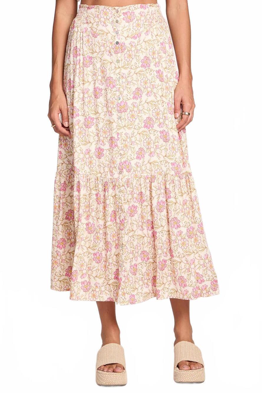 NEW SALTWATER LUXE dagny midi skirt in botanical ivory